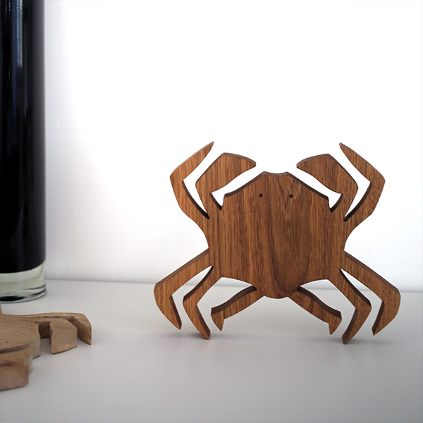 Puzzle et dessous de plat Crabe en bois massif